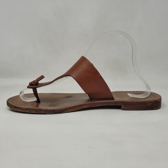 CELINE Lerins Sandals IT41 US11 Brown Leather Thong Knot Flats Slides Slip On - Picture 8 of 13